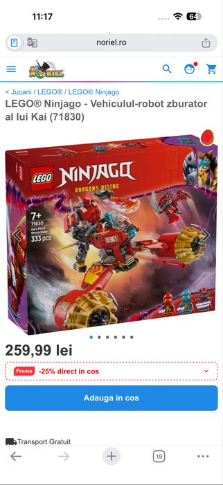 Lego Ninjago - vehiculul robot  zburator al lui Kai