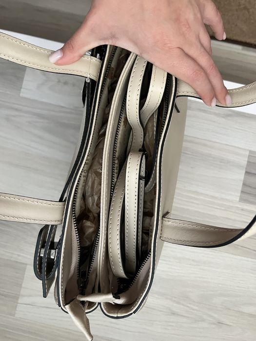 Geanta bej Enzo Bertini piele naturala noua cu eticheta