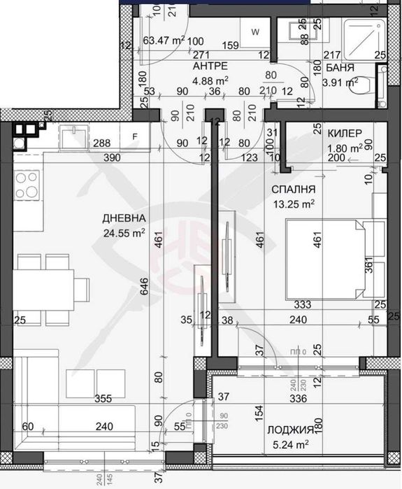 Двустаен апартамент във Възраждане 1 - 56014