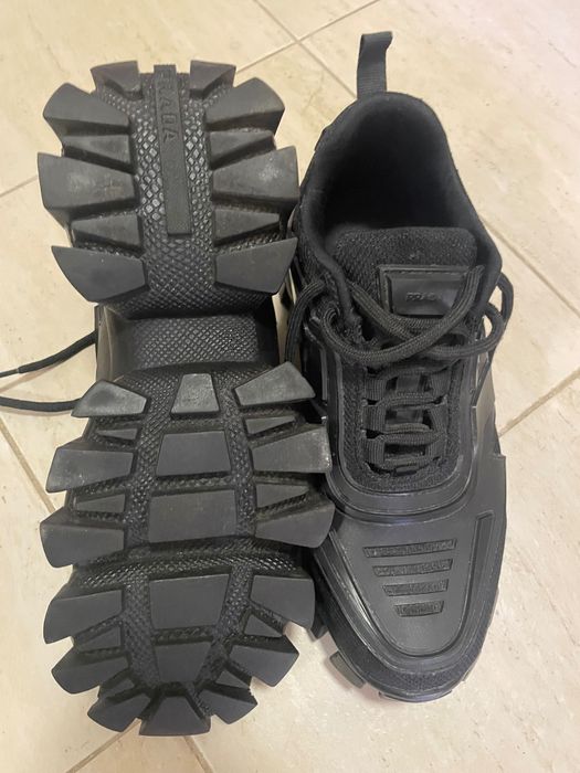 Prada  Black Cloudbust thunder knit fabric sneakers
