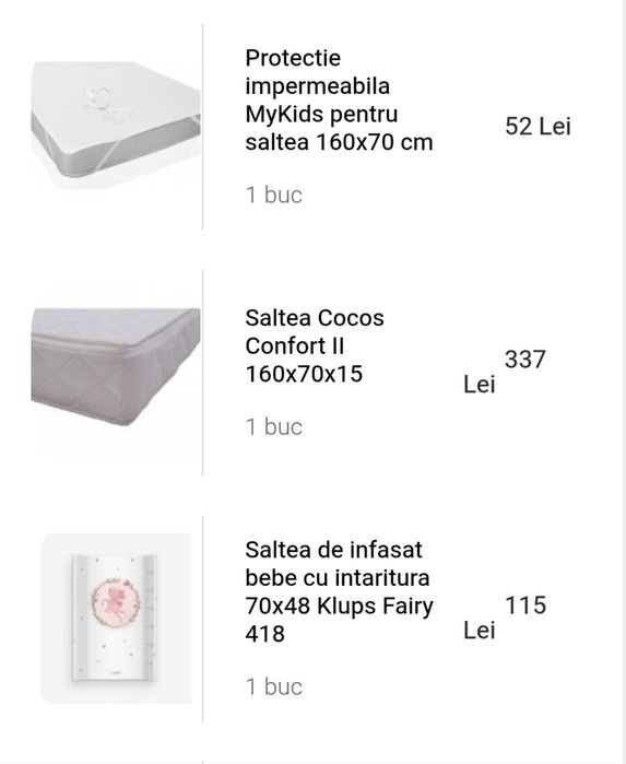 Pătuț bebeluși + saltea + carusel