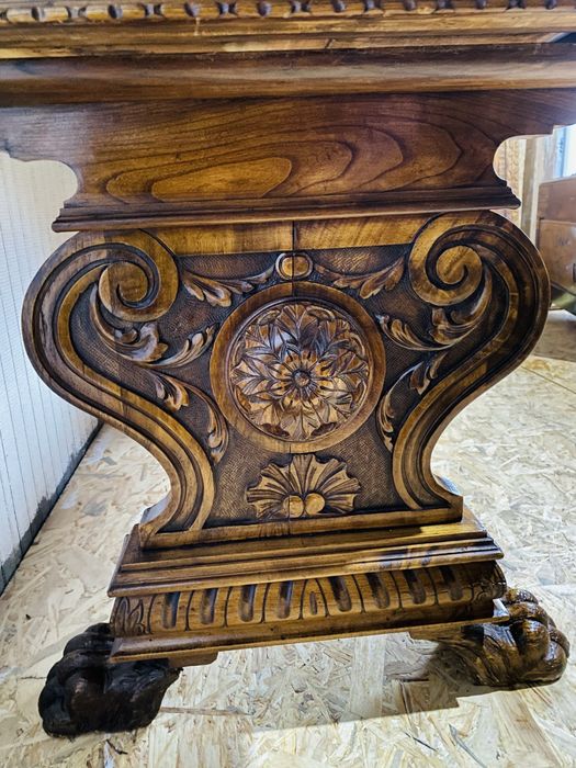 Birou Vintage Lemn Masiv Sec XIX Antic Sculptat Vechi Masa