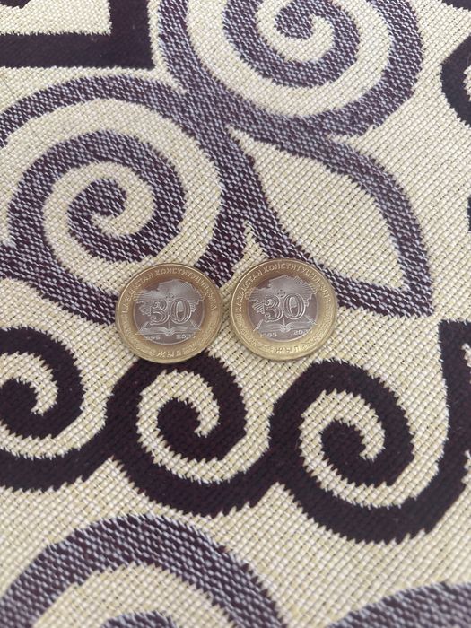 100 тг монета в честь 30 лет Конституции Казахстана.