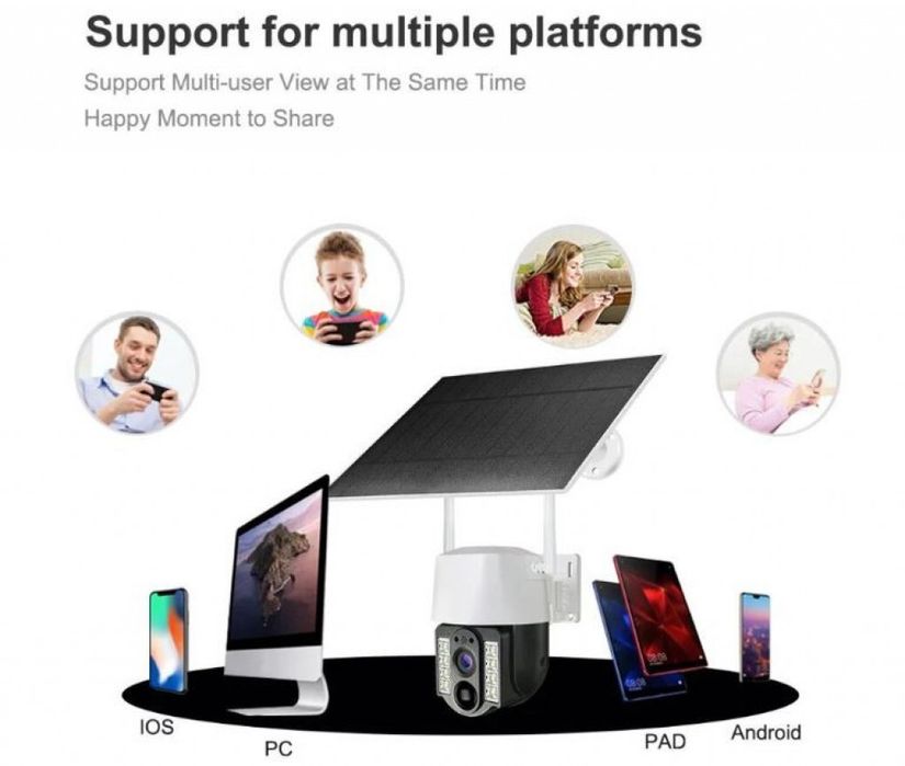 WiFi соларна камера 4G SIM карта, 8MP V380 VC3-4G