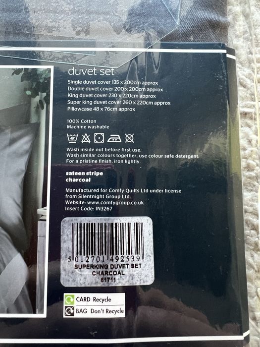 Lenjerie de pat Super King Bumbac 260x220cm noua