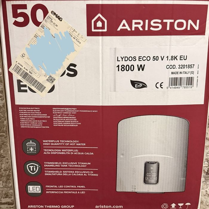 Boiler electric Ariston Lydos Eco, 1800 W, 50l