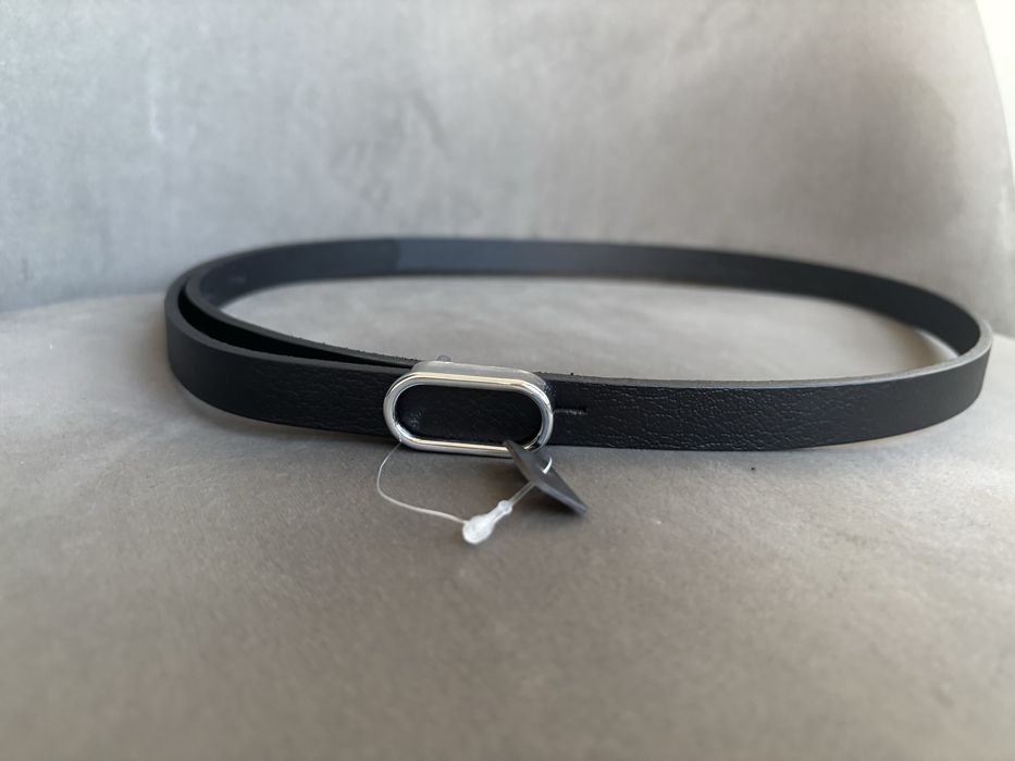 Curea neagra subtire si eleganta - noua - piele naturala - 100 cm x1,5