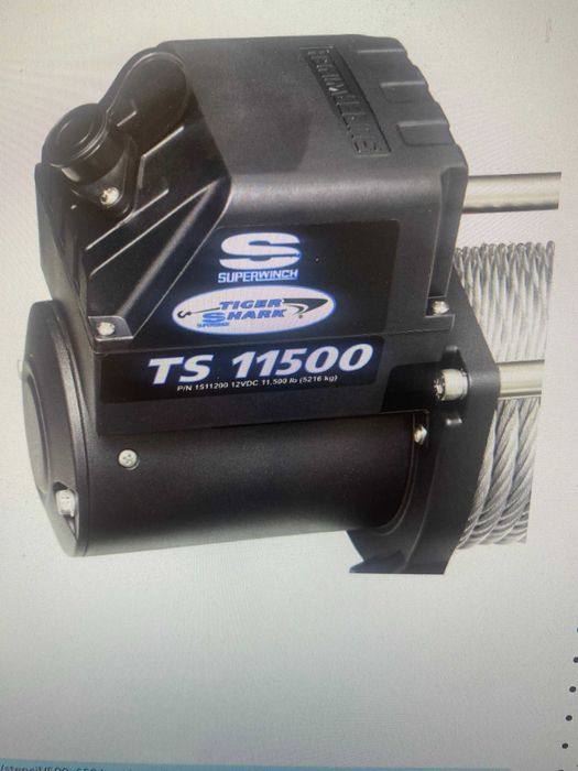 Troliu Tiger Shark 11500 - 11500lb 12V DC cu cablu de oțel negru