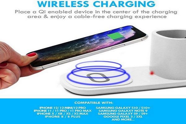 Бързо безжично зарядно с нощна лампа