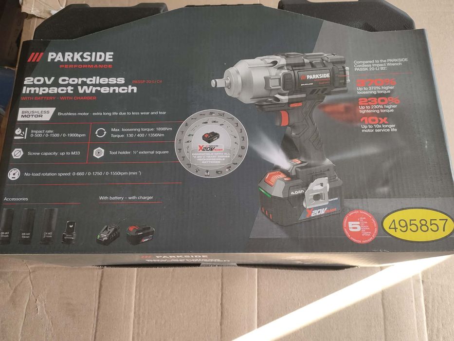 Акумулаторен Гайковерт Parkside 1400Nm, 5 Години Гаранция