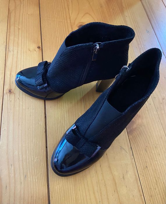 Обувки с висок дебел ток и боти 38н. И нисък ток