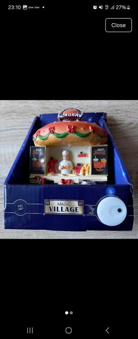 Figurină sat de Crăciun Magic Village – Fast Food Burger cu lumini