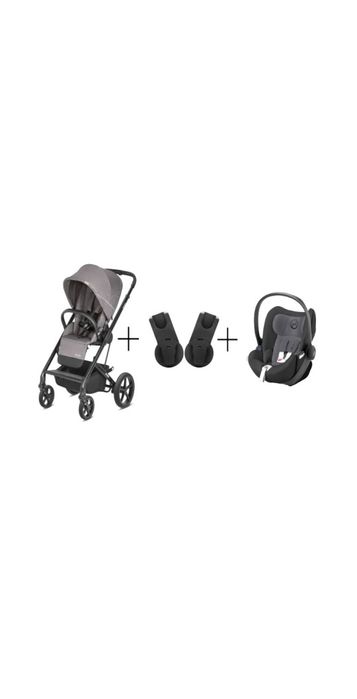Carucior Cybex Gold Balios S Lux Moon Black cu cadru negru si maner cu