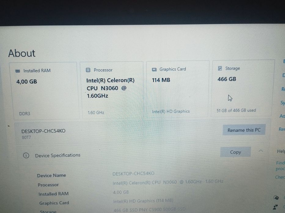 Лаптоп LENOVO 110-15IBR Model 80T7 15,6"