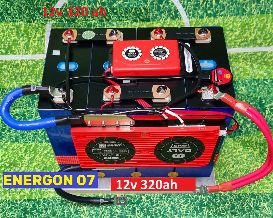 Промо ГОТОВ 12v 320ач lifepo4 Акумулатор  250A BMS Bluetoth Wifi тягов