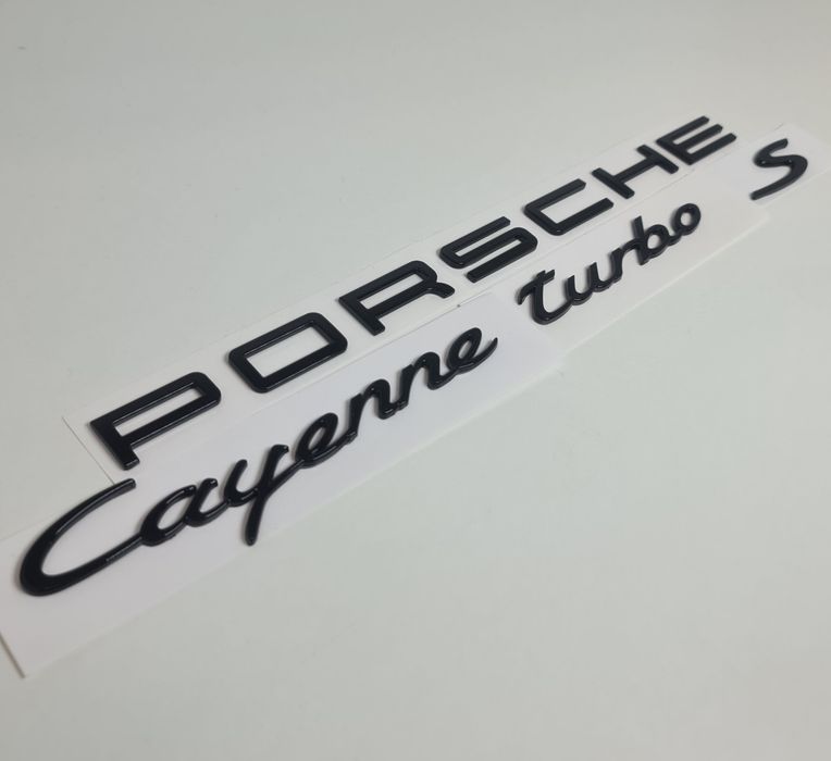 Pachet-Set-Emblema-Sigla-Logo-Stema-Spate-Haion-Porsche-Cayenne-Panamera-Macan-Negru-Lucios-Full-Black-Turbo-4-S-GTS