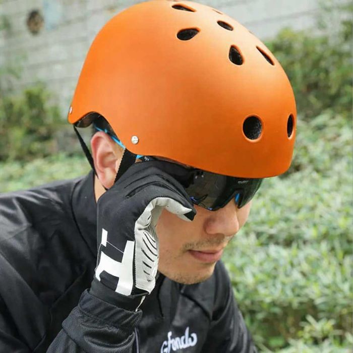 Casca protectie Bicicleta/Trotineta, Ultra Usoara, Marime reglabila, Portocaliu