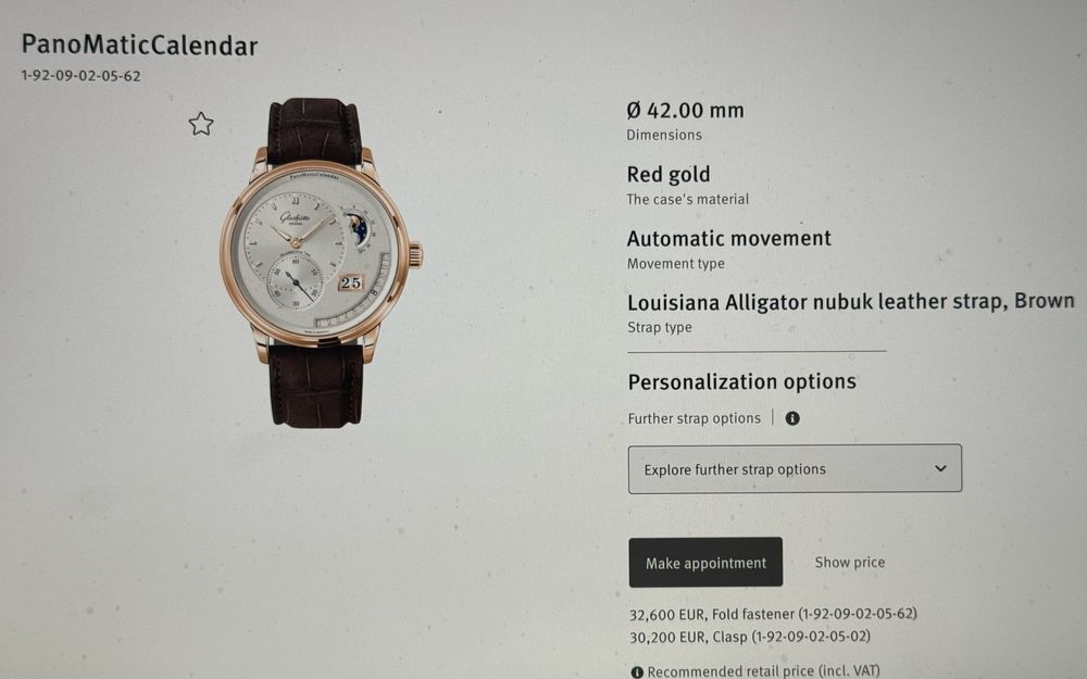 Золотые часы Glashutte PanoMaticLunarXL