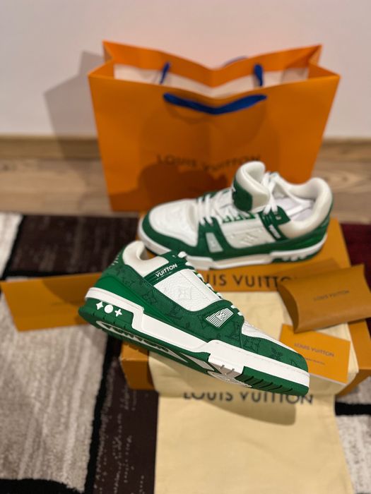 Louis Vuitton Trainer Green Monogram Denim White