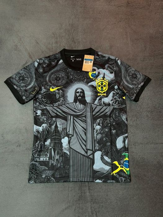 tricou fotbal Brasil negru M