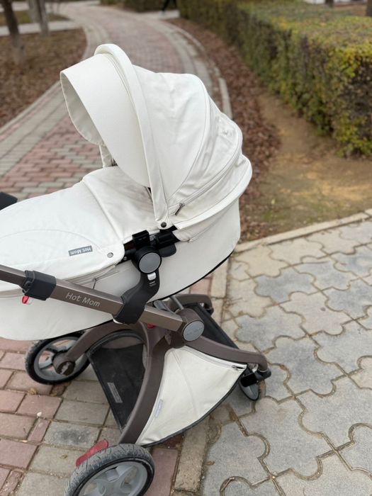 Коляска белая 2в1 Экокожа