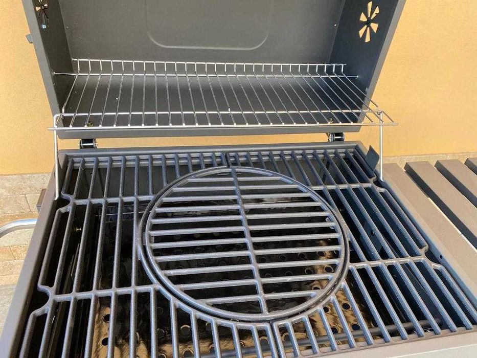 Gratar profesional, grill de fonta, roti, capac, termometru etc Nou!