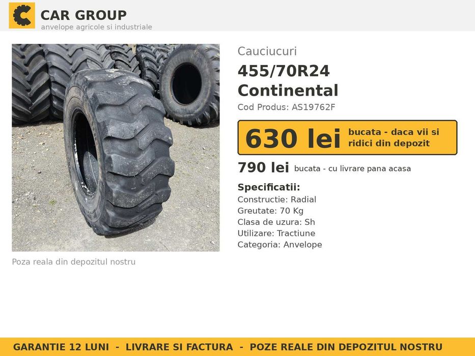 Anvelope Cauciucuri 455/70R24 455/70 R24 455/70-24 455 70 R24 4557024 Continental Tractor Punte Spate Tractiune SH Second Hand OFERTA Pret Bun Livrare
