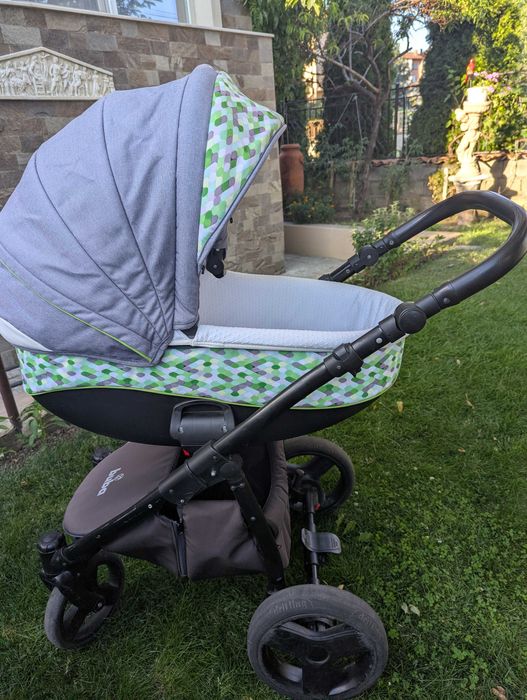 Бебешка количка Buba Solo 3в1 зелена/сива, 558