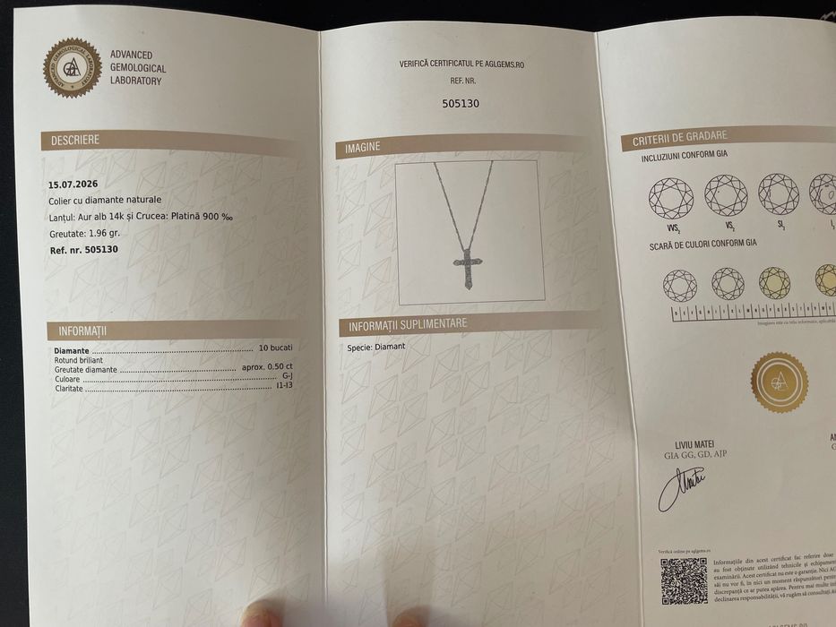 Lanț cu diamante naturale de 0,50ct