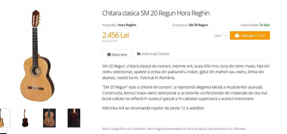 Chitara clasica REGUN Hora - handpicked PLUS Hard-soft case si stativ