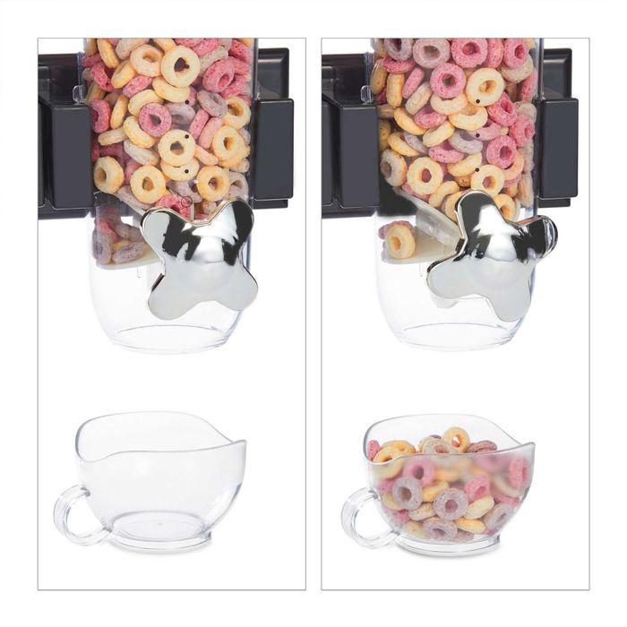 Dispenser cereale dublu 3L montaj simplu pe perete negru 32x29x15 cm