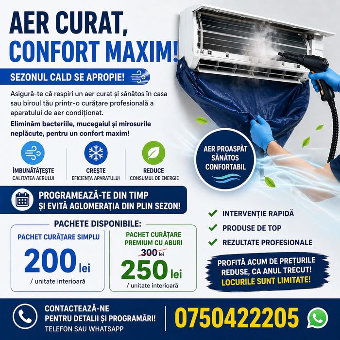 Servicii profesionale de igienizare aer conditionat – doar 200 lei