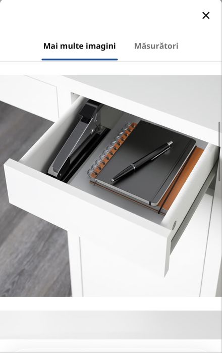 Birou modern alb cu panou magnetic și spații de depozitare, stare Impecabilă!