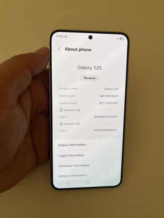 Samsung S25 256GB 100% bat