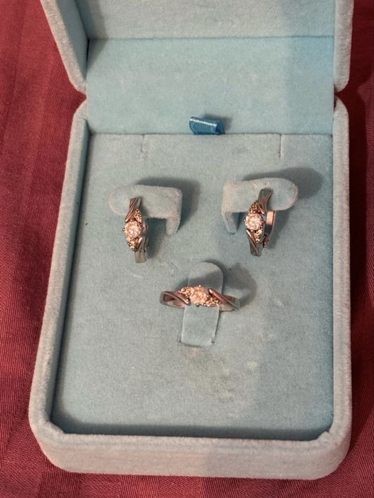 Комплект серебро (серьги-кольцо)