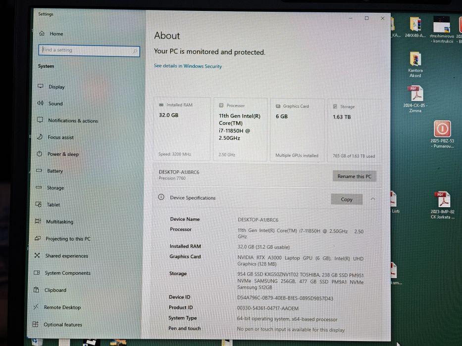 Dell Precision 7760, 11850H, 32GB ram, RTX A3000, 500GB nvme, FullHD