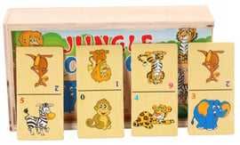 Дървено домино с цифри и Инструменти, Животни, Зеленчуци