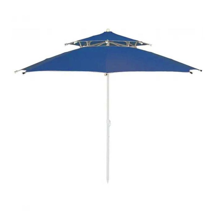 Ø220 см Премиум градински чадър с анти-вятър система, син цвят