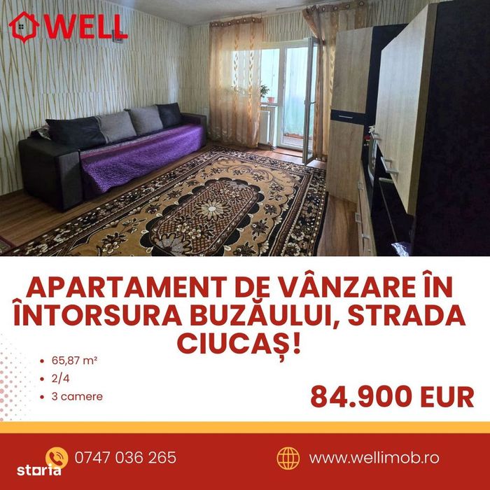 Apartament cu 3 camere de vânzare pe strada Ciucaș!