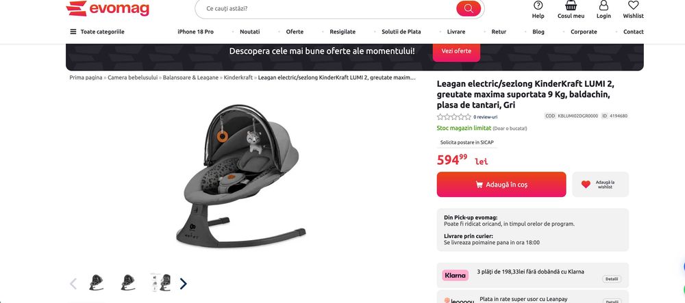Leagan electric Lumi 2, Dark Grey, Kinderkraft