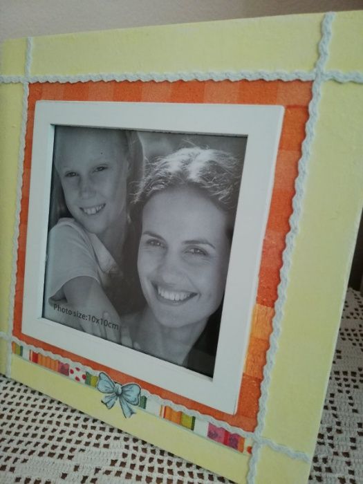 Бебешки рамки за снимка ДЪРВЕНИ, със стъкло, РЪЧНА декорация