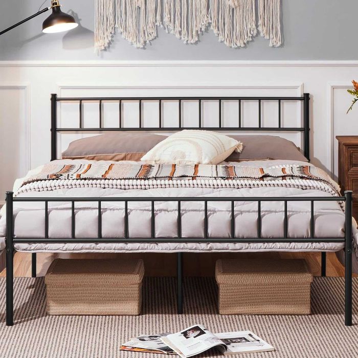 Pat metalic dublu 160x200 cm cu somieră |S 615255 Black(160*200cm)