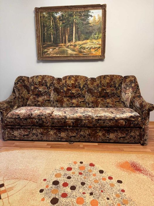 Set canapea extensibilă +2 fotolii pentru living, imitație catifea floral