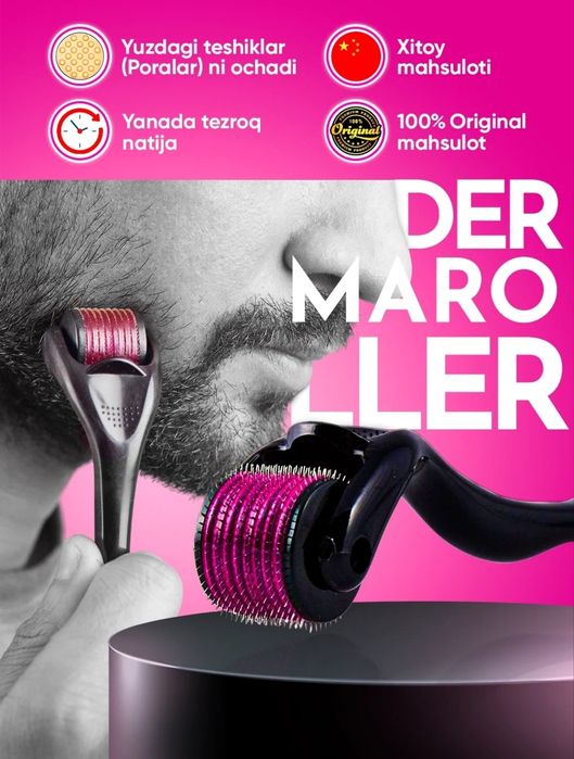 Dermaroller Yuz va tana uchun soch va soqol o'sishini rag'batlantiradi