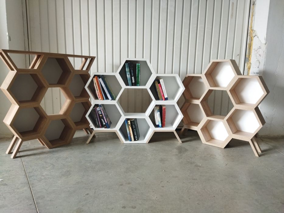 Библиотека, Етажерка,Пчелна пита, Шестостен, Шестоъгълник, Цветарник