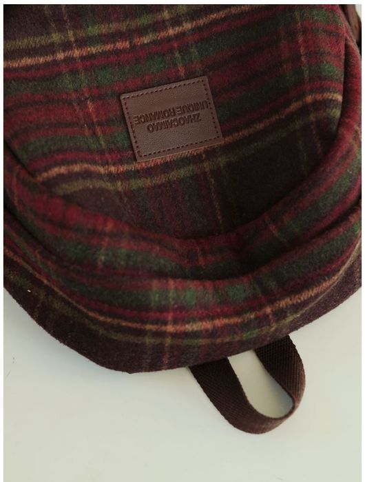 Женский мужской рюкзак осенне зимний ворсистый клетчатый вместительный