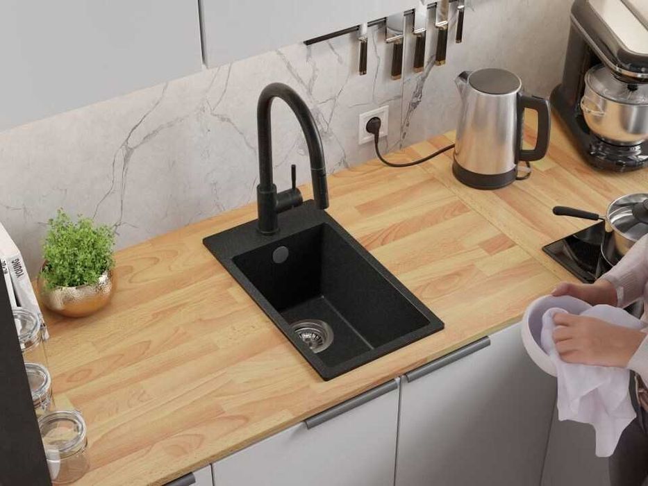 Графит кухненска гранитна мивка Рига 30 XL 280 x 500 mm