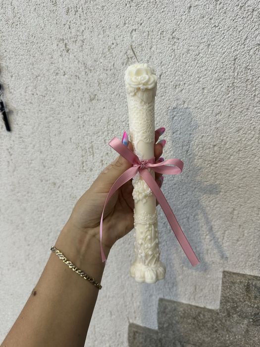 Lumanara pentru botez din ceara de soia (handmade)