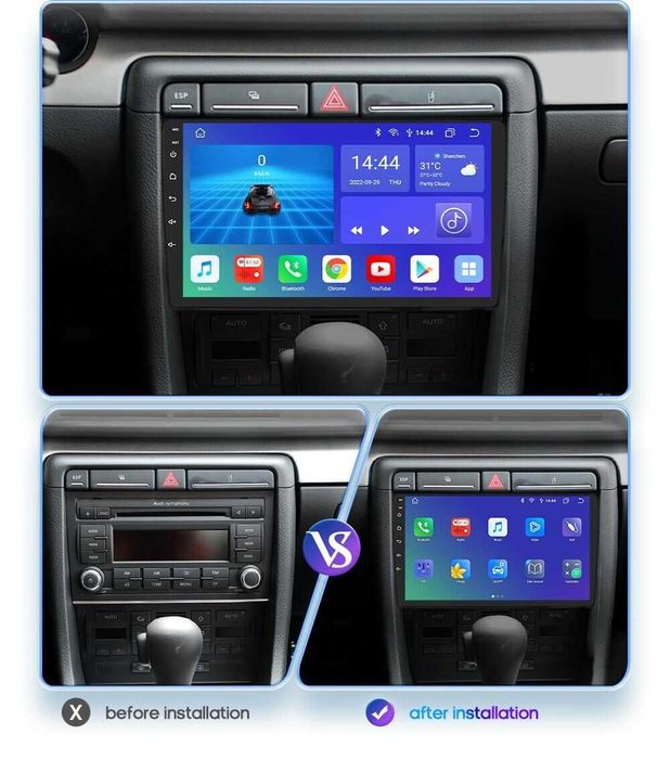 Мултимедия за Audi A4, B6, B7, Андроид, Ауди А4, навигация, WAZE, Carplay, Android Auto, A4 2DIN, 2002, 2003, 2004, 2005, 2006, 2007, 2008, година