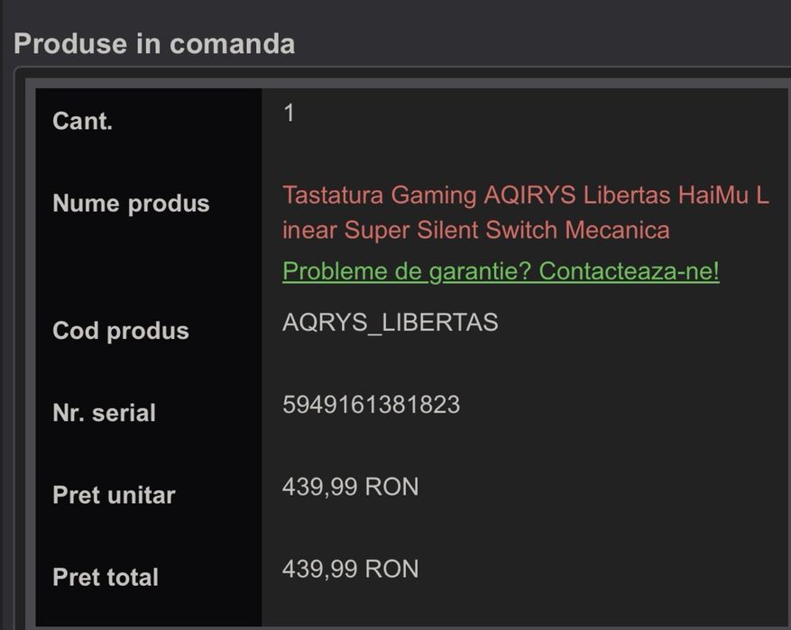 Tastatura wireless aqirys libertas